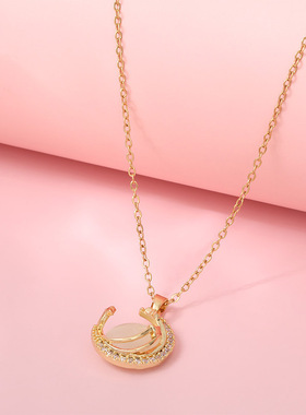 轻奢小众钛钢吊坠项链 爆款高级感百鸟朝凤锁骨链猫眼石项链女