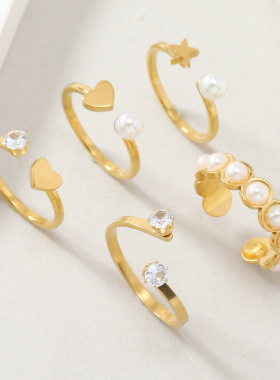 法式复古气质珍珠镶钻戒指