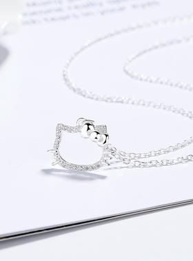 925银hellokitty凯蒂猫项链女