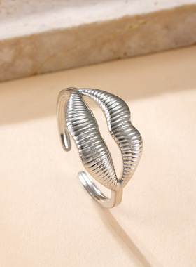 欧美跨境镂空星星月亮开口戒