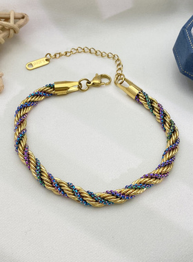 跨境钛钢麻花手链2062