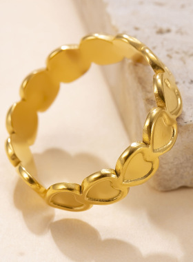 不锈钢油压爱心开口戒指