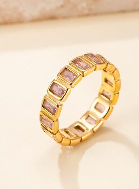 欧美轻奢方形排钻食指戒