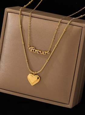 新款双层爱心锁骨链63