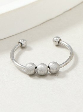 欧美不锈钢抗焦虑三珠钛钢戒指