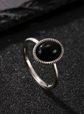 跨境新品不锈钢天然石食指戒