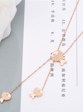 韩版好运小鱼流苏项链