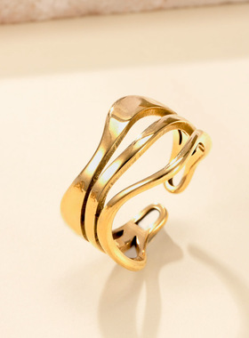 欧美风不规则镂空开口戒指