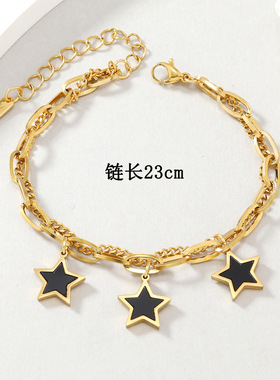 韩版18K金滴油星星蝴蝶钛钢手