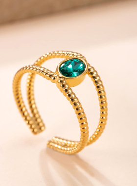 跨境专供不锈钢交叉镶钻开口戒指