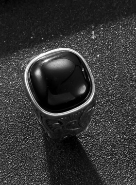 跨境热销钛钢复古嘻哈戒指