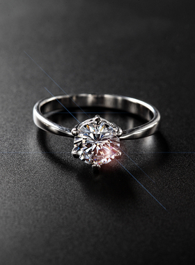 克拉经典六爪仿真风钻石戒指包邮