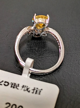 包邮925银开口戒指招财锆石