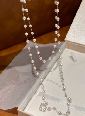 日韩珍珠长款流苏项链