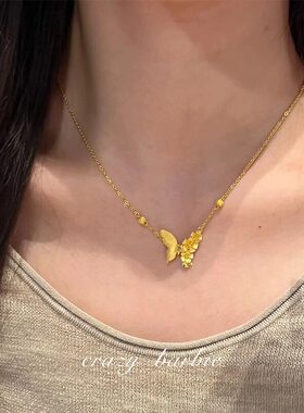 气质蝴蝶项链配饰古法轻奢风