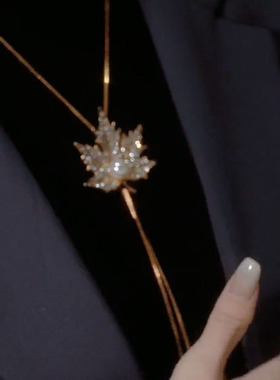 秋冬枫叶毛衣链女款长款