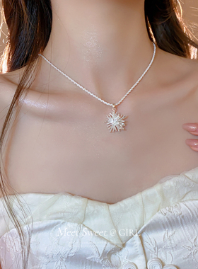 素银烟花吊坠项链精致小众设计感高级感女锁骨链时尚独特时尚颈链