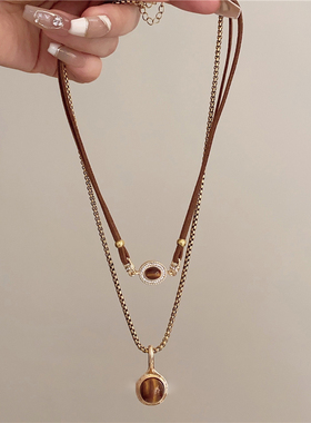 叠戴日韩复古时髦钛钢吊坠高级感