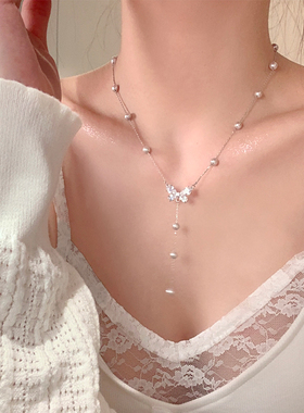 满天星蝴蝶珠珠项链女轻奢小众