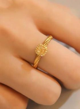 日韩超闪小方糖麻花戒指女新爆款