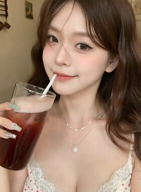 星星物语甜酷锆锆吊坠珠珠双层项链温柔小众高级锁骨链