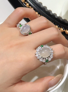 新中式白底鸽子蛋轻奢复古女戒