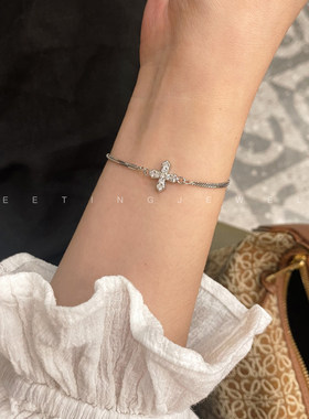 冷情感十字闪钻璀璨手链女