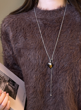 爱心随机纹理吊坠项链