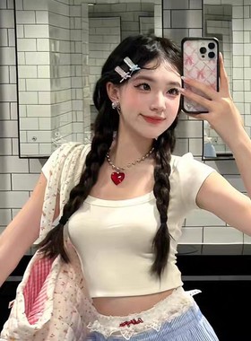 甜酷辣妹风红色爱心项链女卫衣链choker颈链小众高级感2025配饰品