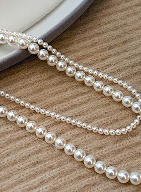 可拆分新款爆款双层珠珠设计感百搭项链夏轻奢小众锁骨链七夕礼物