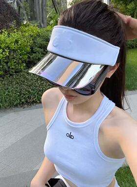 大帽檐渐变字母空顶帽子女款夏季