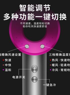 家用宿舍吹风机家用风力理发店高速静音护发无叶负离子电吹风顶配