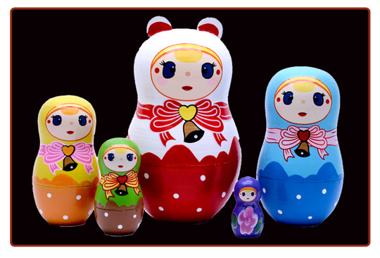 5-layer Russian nesting doll birthday gift pure solid wood