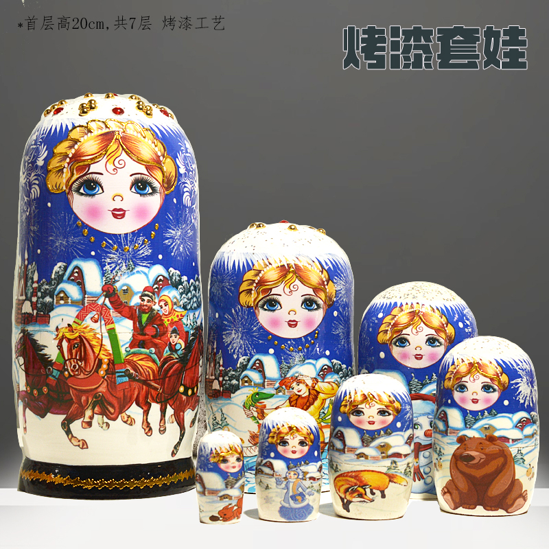 7层俄罗斯套娃烤漆版特级椴木制造六一礼物益智玩具工艺品摆件 - 图0