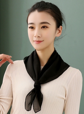 100%桑蚕丝薄款围巾小方巾女真丝纯色丝巾秋冬季护颈妈妈围脖纱巾