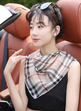 100%桑蚕丝真丝防晒口罩护颈薄款遮阳防晒面纱女骑车遮脸面罩夏季