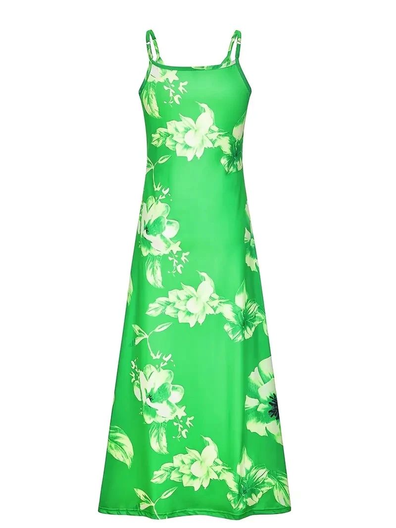 2024 Spring Summer Dress Women Floral Print V-Neck Long Dres - 图2