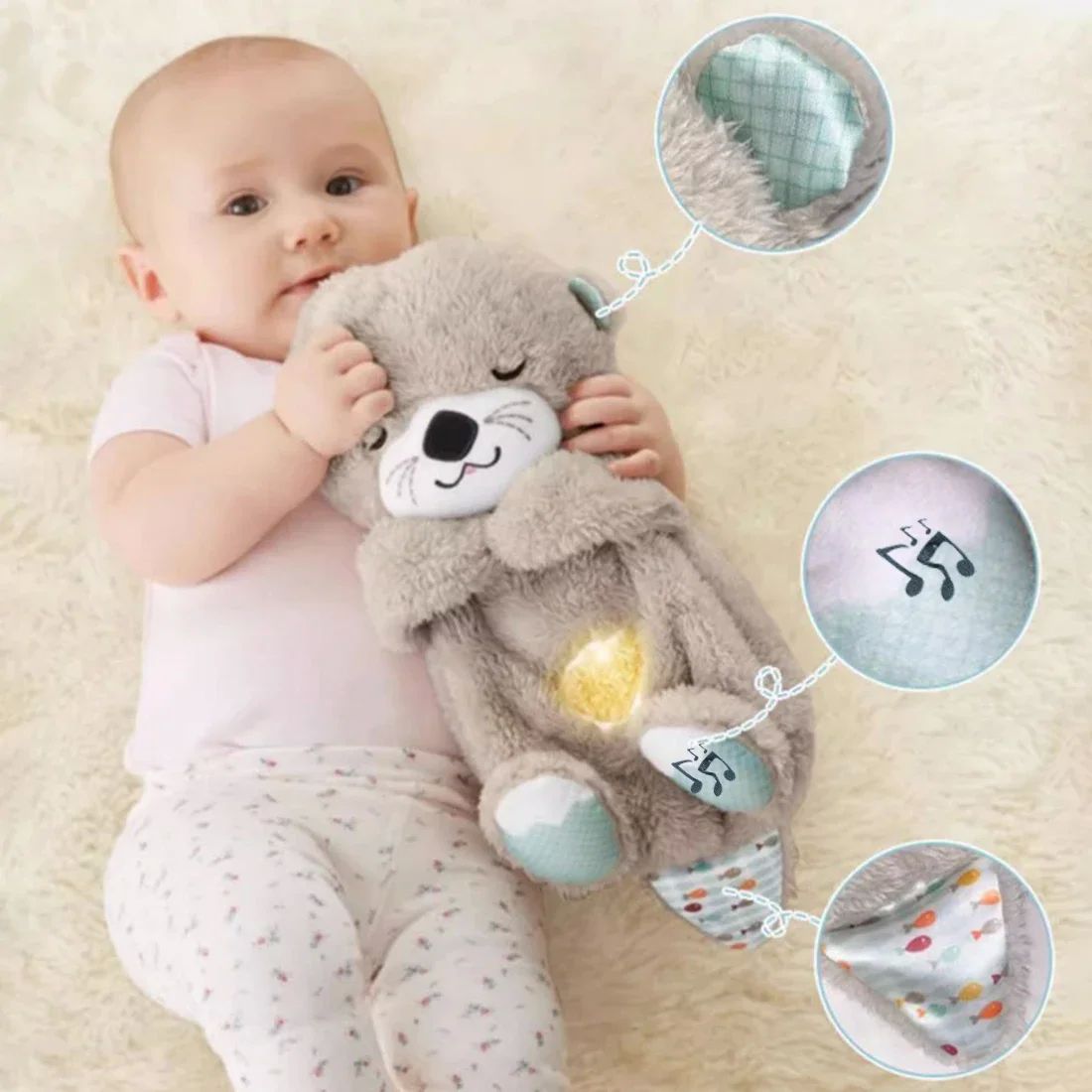 Breathing Otter Sleep and Playmate Otter Musical Stuffed Bab - 图3