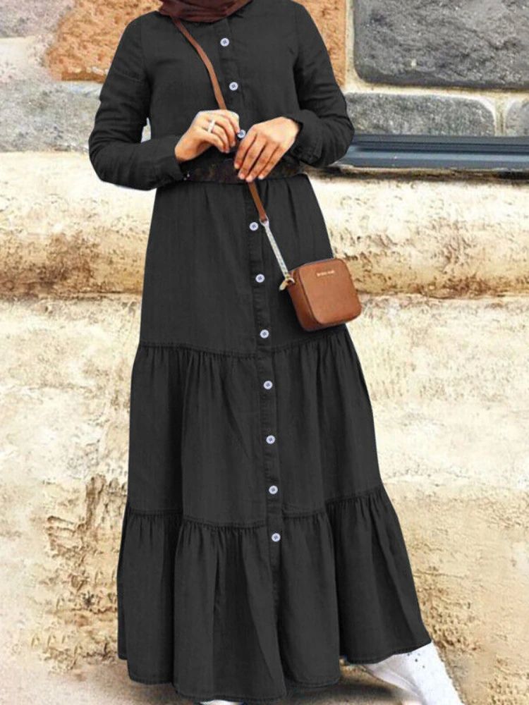 Spring and Summer New Women's Elegant Denim Dress Standing N - 图1