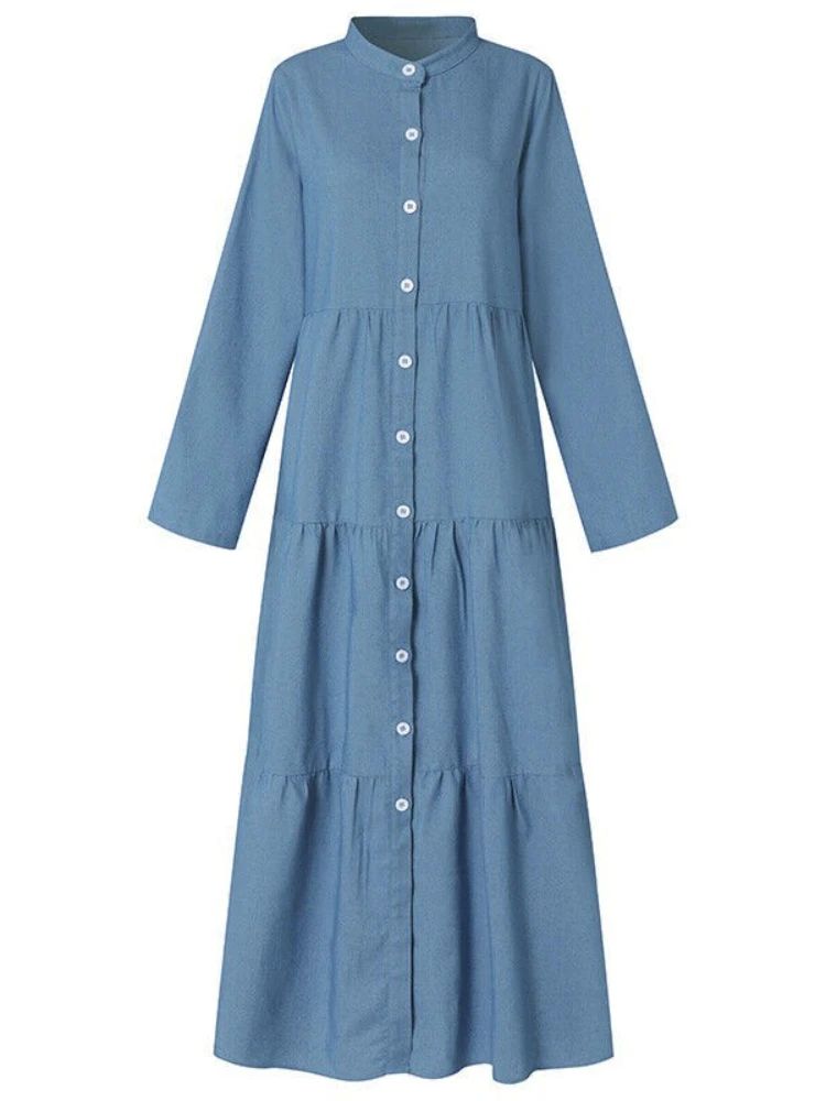 Spring and Summer New Women's Elegant Denim Dress Standing N-图2