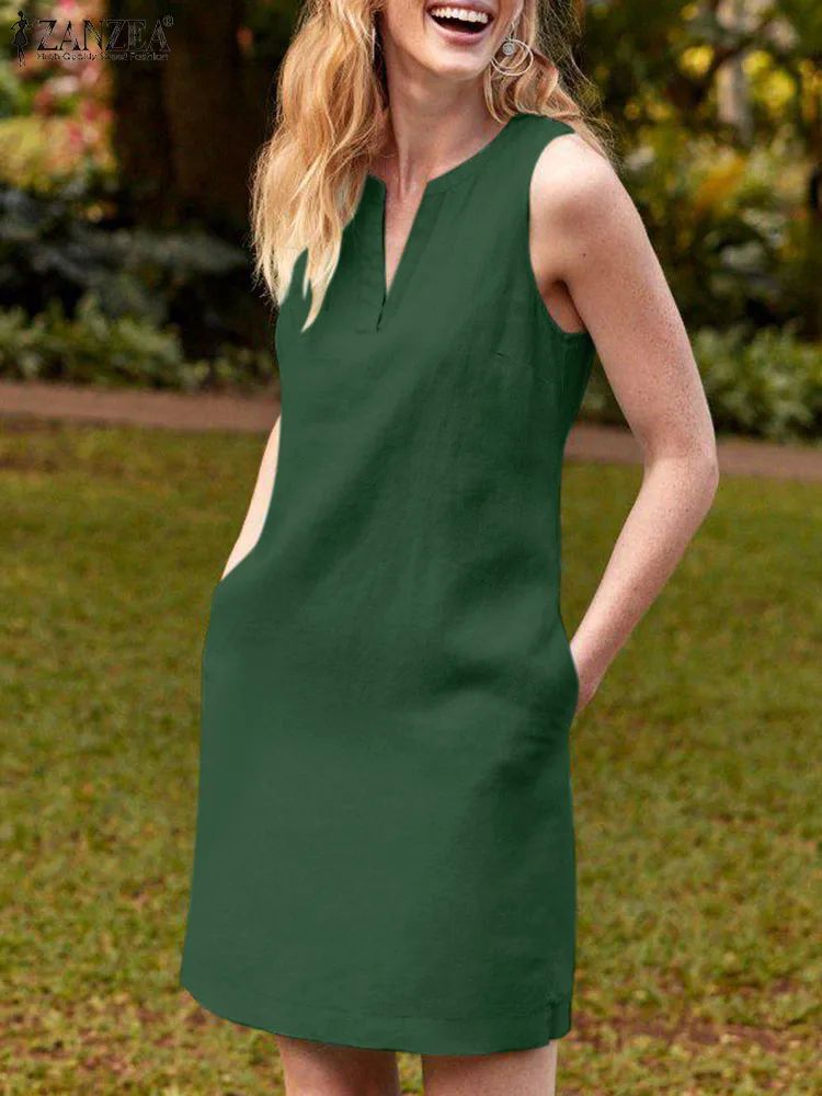 Summer Elegant Sleeveless Dress Female Fashion Party Vestido-图0