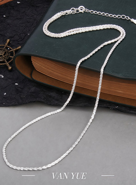 S925银波光粼粼闪光锁骨链素链裸链轻奢项链