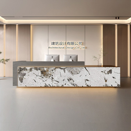 承接订制现代简约公司前台接待桌酒店大堂接待台吧台高级感收银台 - 图3