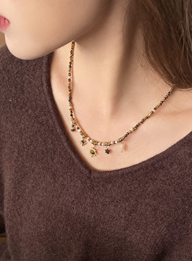 美拉德太阳虎眼石串珠项链女