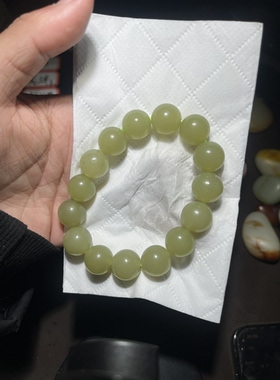 天然和田玉青黄口手串/卡9.6/350