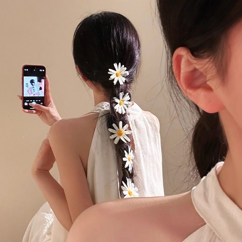 超仙白色小雏菊太阳花发夹女2025年新款侧边头花花朵发卡海边头饰,淘宝优惠券,粉丝福利购,淘宝优惠卷