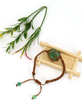 亚马逊热销新款天然石水晶原石跨境欧美网兜手工编织手链吊坠