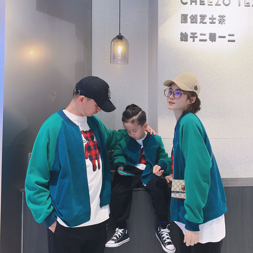 亲子装一家三口2026春秋新款宽松休闲棒球服母子装洋气上衣外套潮 - 图2