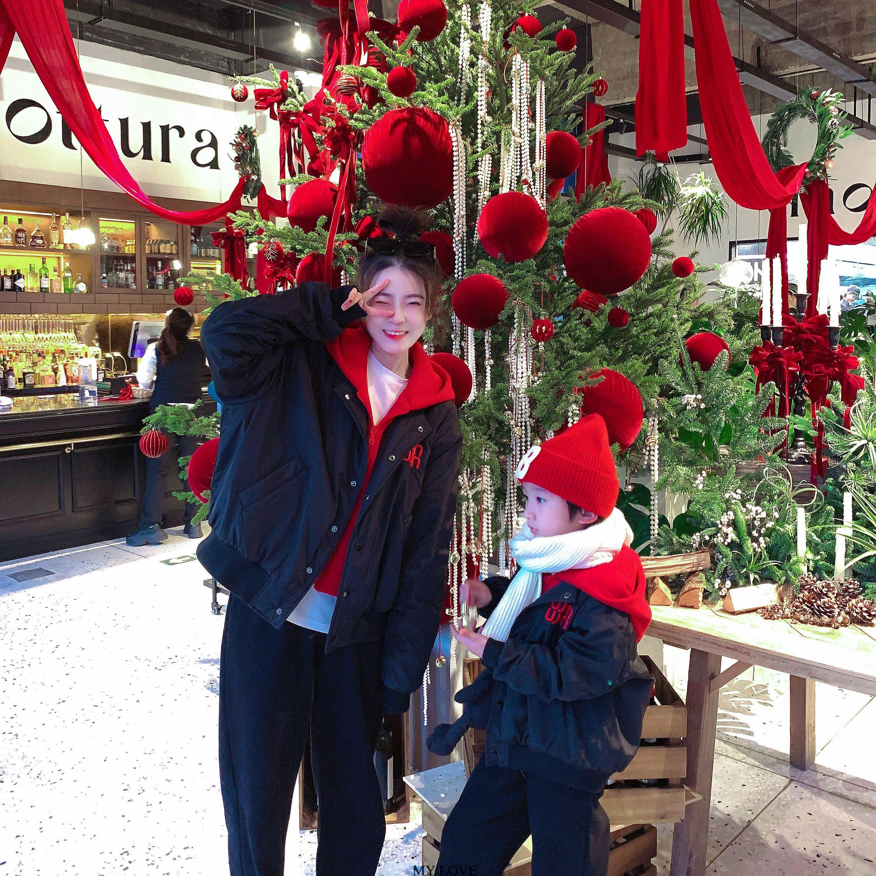 亲子装秋冬新款加厚棉衣外套一家三口母子母女红色连帽棉服棒球服,淘宝优惠券,粉丝福利购,淘宝优惠卷