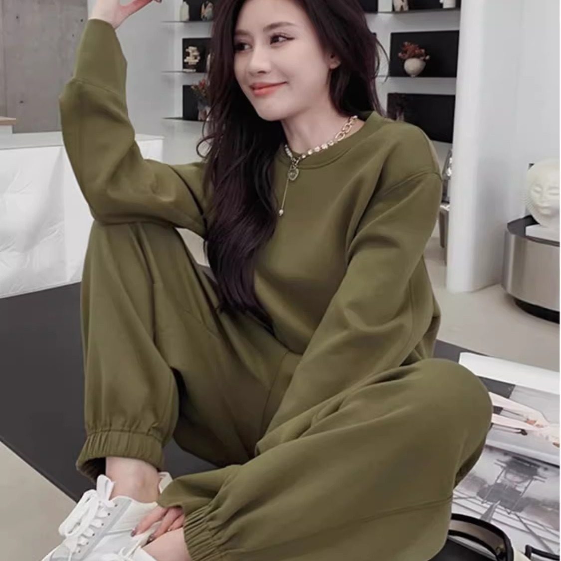 大码300斤胖MM简约通勤套装女秋冬新款休闲百搭卫衣+运动裤两件套,淘宝优惠券,粉丝福利购,淘宝优惠卷